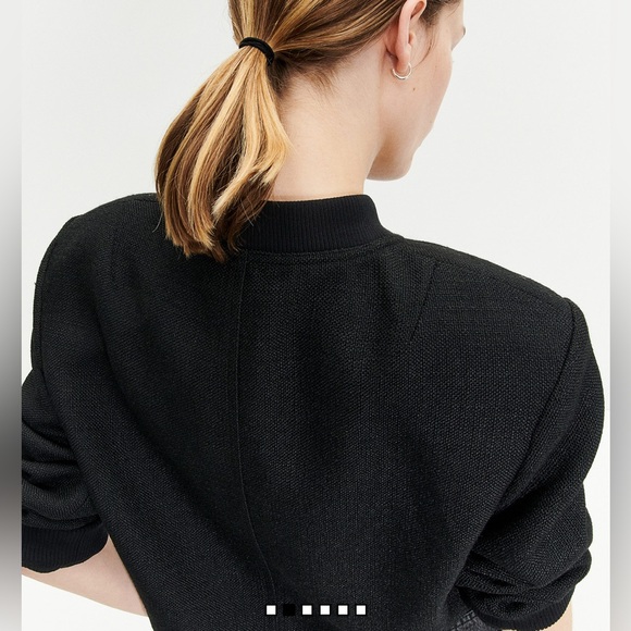 H&M Black Textured Bomber Jacket cardigan black tweed size small - Picture 2 of 10